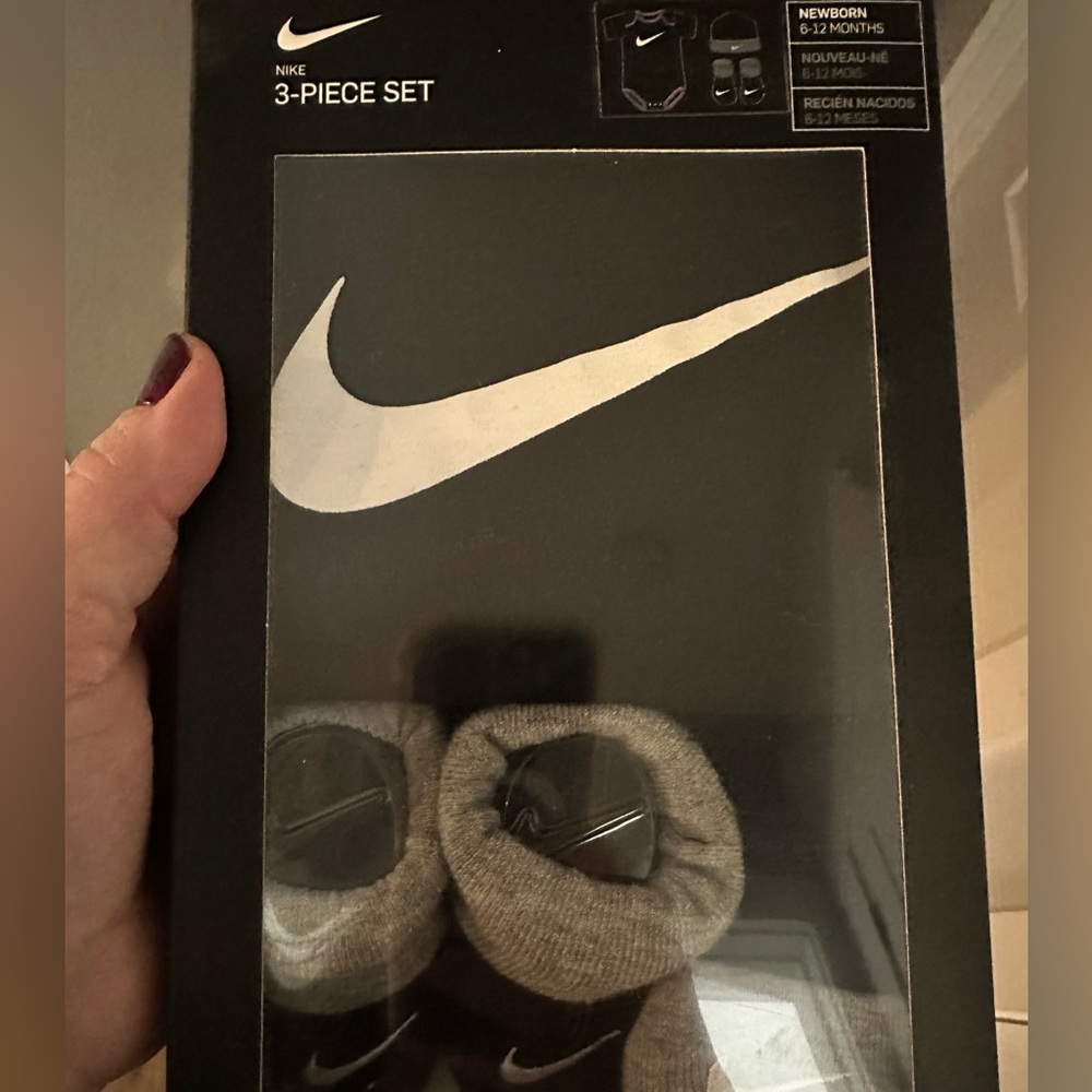 Black and grey three piece Nike set, 6-12 months